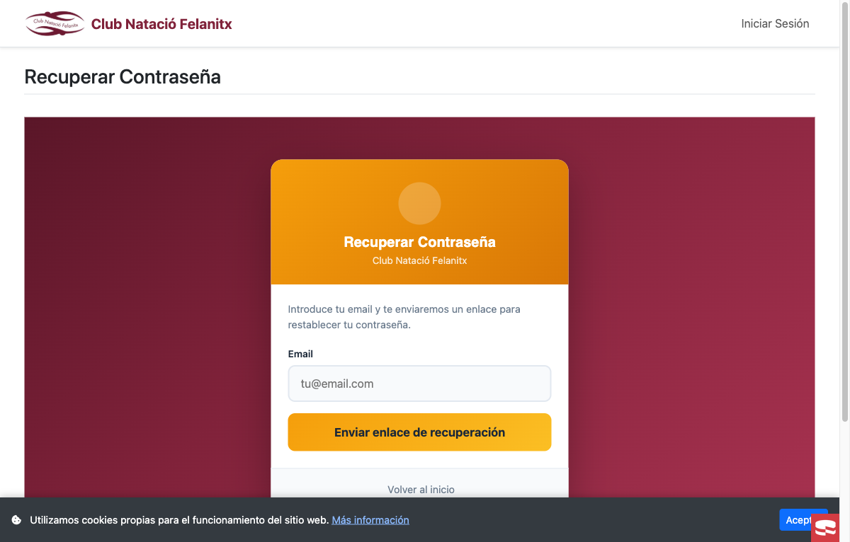 Formulario de recuperar contraseña